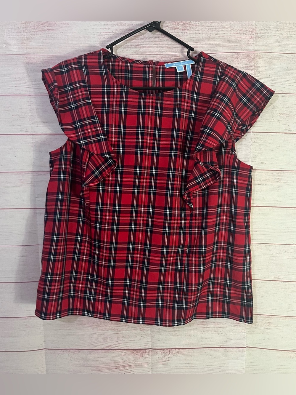 Draper James Redโ Tartan Plaid Ruffle Sleeveless Top Size 14